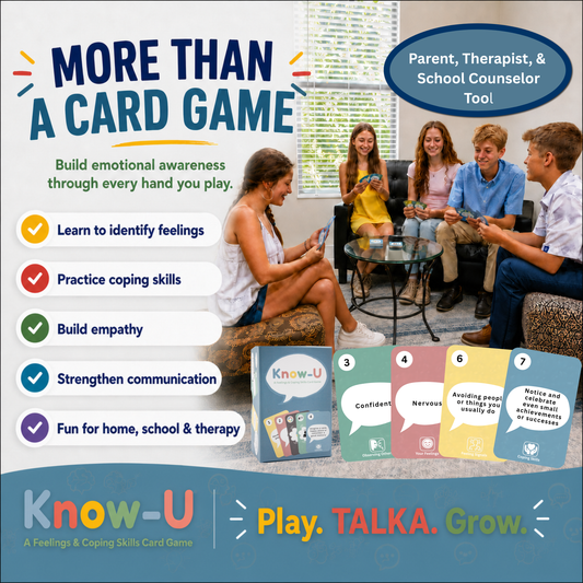 Know-U Therapy Card Game for Kids & Teens | Feelings and Coping Skills Game