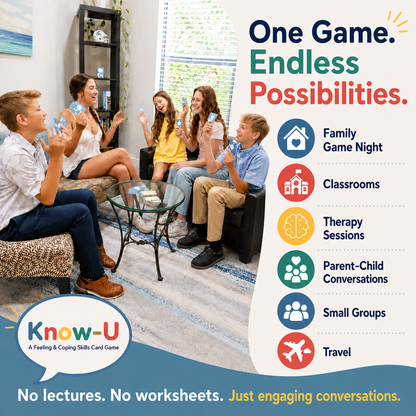 Know-U Therapy Card Game for Kids & Teens | Feelings and Coping Skills Game
